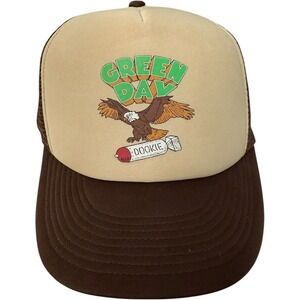 Green Day Dookie Eagle Trucker Hat Brown Tan Mesh Snapback One Size Cobra Tag
